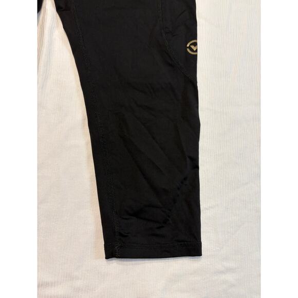 Virus Performance Compression Leggings Cropped Black Gold Womens Large Gym - Picture 8 of 16